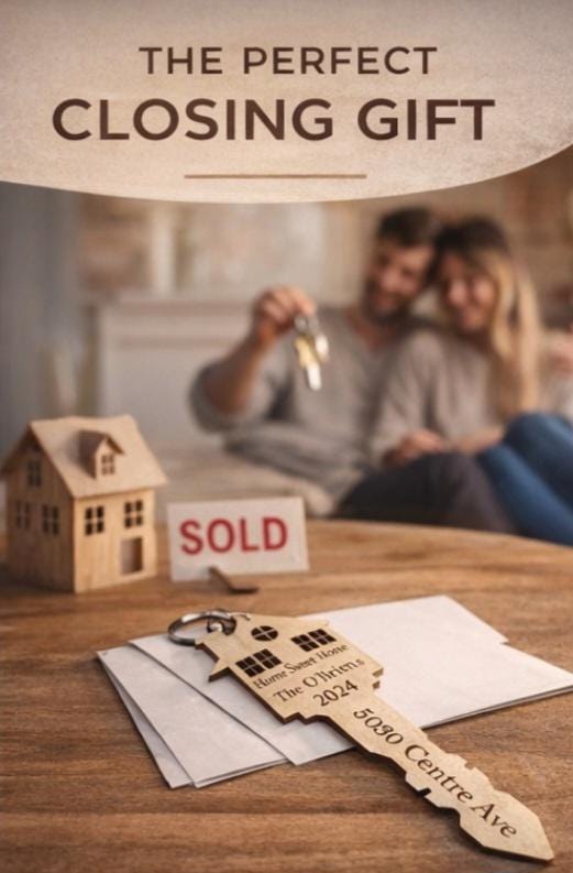 Personalized Engraved Wood Key Sign | Custom Housewarming Realtor Gift