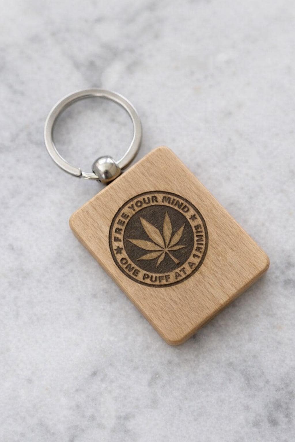 Cannabis Leaf Engraved Keychain | 420 Gift | Stoner Stocking Stuffer | Funny Weed Accessory | Small Gag Gift