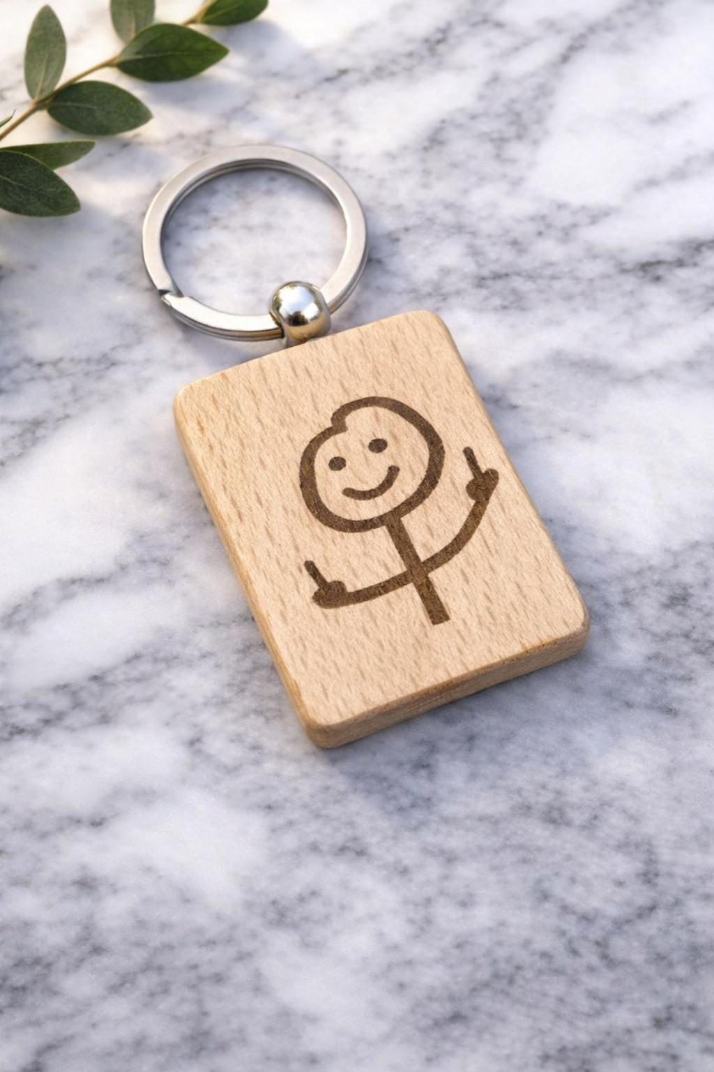 Custom Laser Engraved Wood Keychain | Personalized Logo Key Tag, Small Business Gift