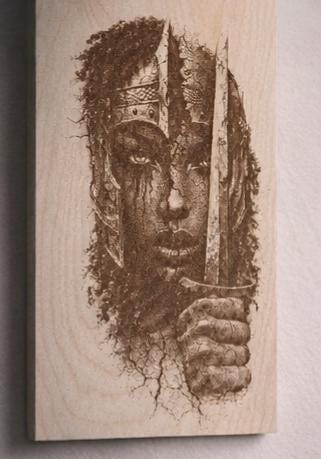 Laser Engraved Wood Wall Art 16x12 | Handmade Statement Panel | African Inspired Decor | Unique Home Art | King Bee Graphix