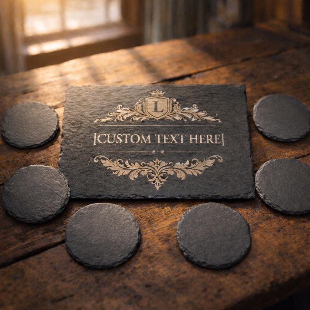Engraved Slate Serving Board | Custom Family Name Gift, Rustic Kitchen Decor