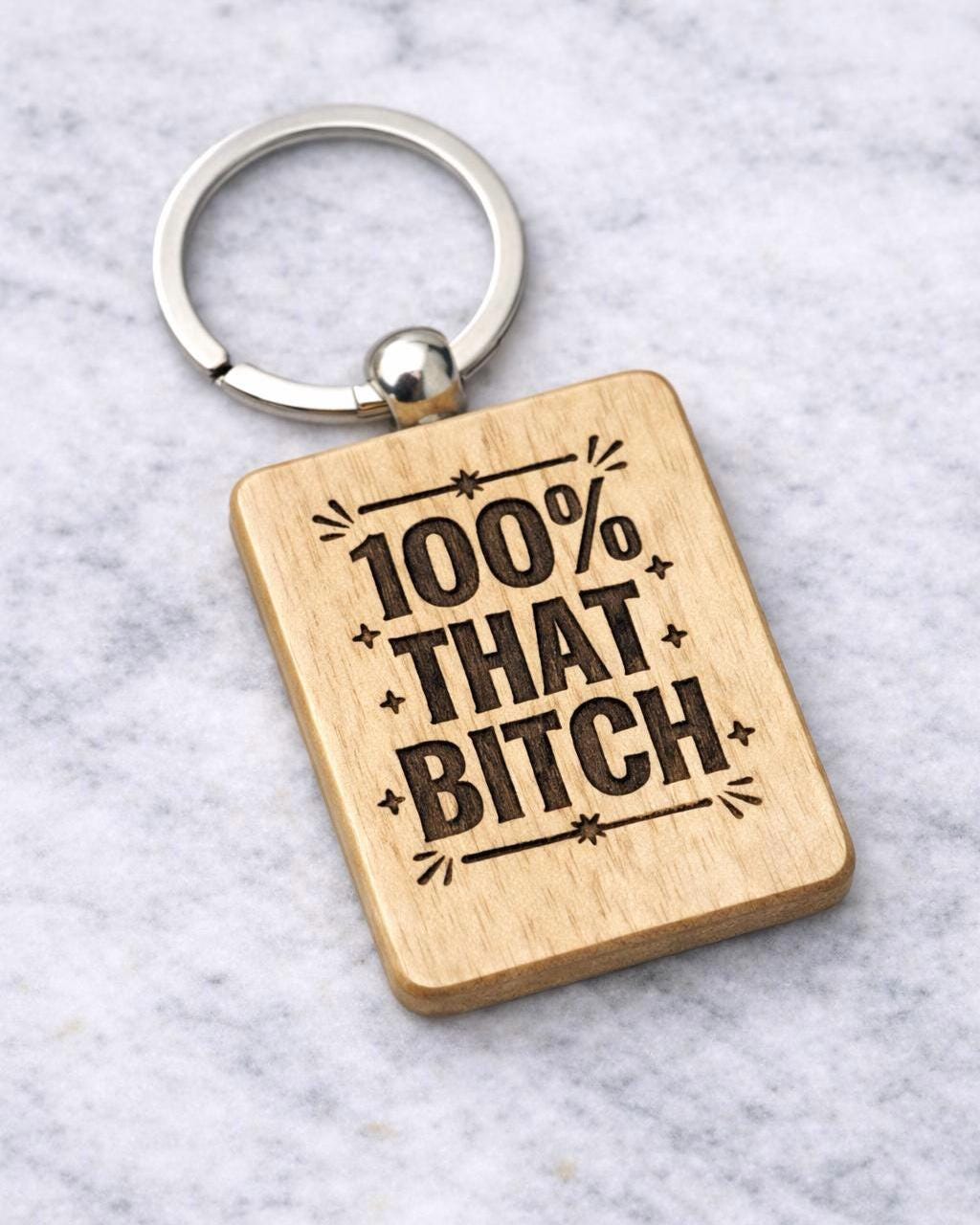 Custom Laser Engraved Wood Keychain | Personalized Logo Key Tag, Small Business Gift