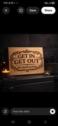 Funny Bathroom Sign – Get In Get Out No Sightseeing – Rustic Engraved Wood Bathroom Decor – Guest Bathroom Humor – Farmhouse Bathroom Sign