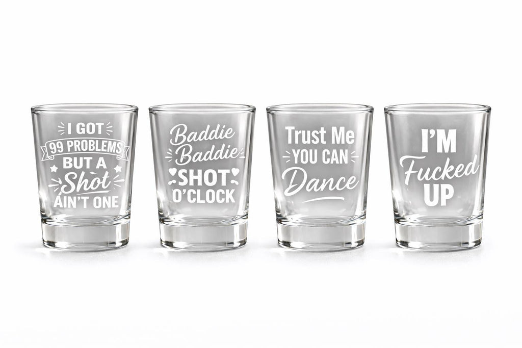 Engraved Funny Shot Glass Set – Adult Humor Barware, Party Gift