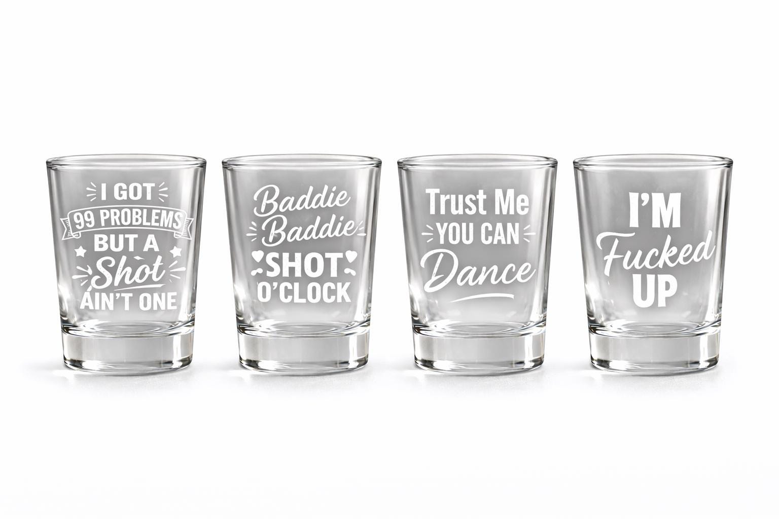 Engraved Funny Shot Glass Set – Adult Humor Barware, Party Gift