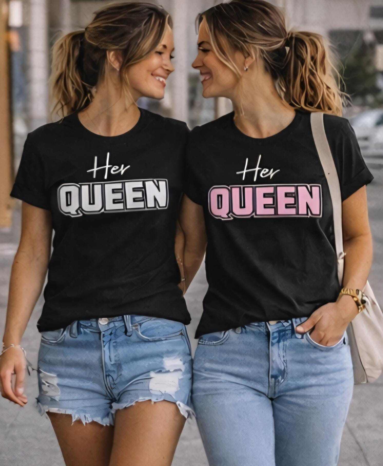 Her  Matching Shirts | LGBTQ Couple Shirts | Gay Couple Matching Tees | Queen Queen Shirts | Pride Couple Outfit | Inclusive Relationship