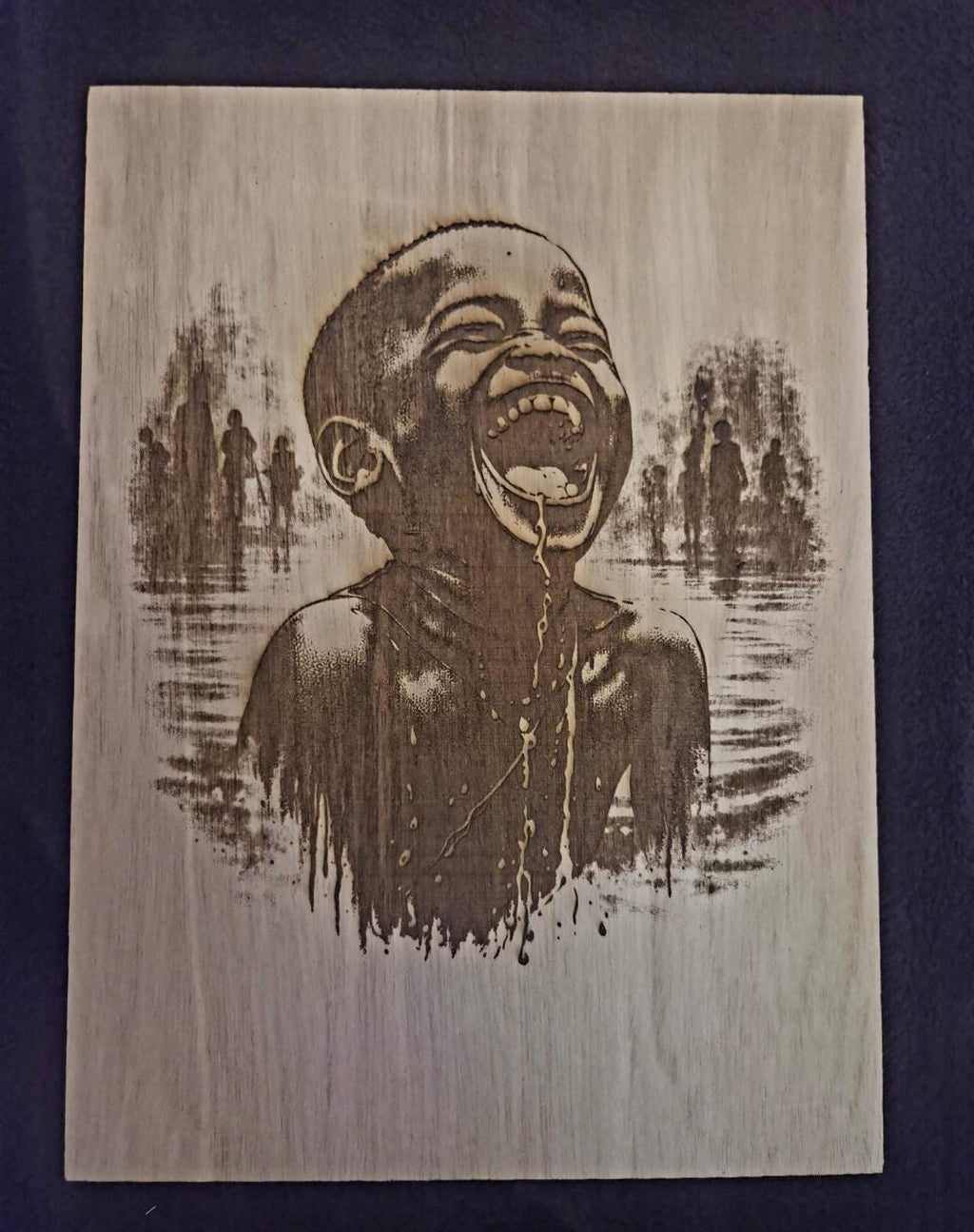 African Child Joy Wood Engraving | 11x8 Laser Engraved Wall Art, Emotional Black Art