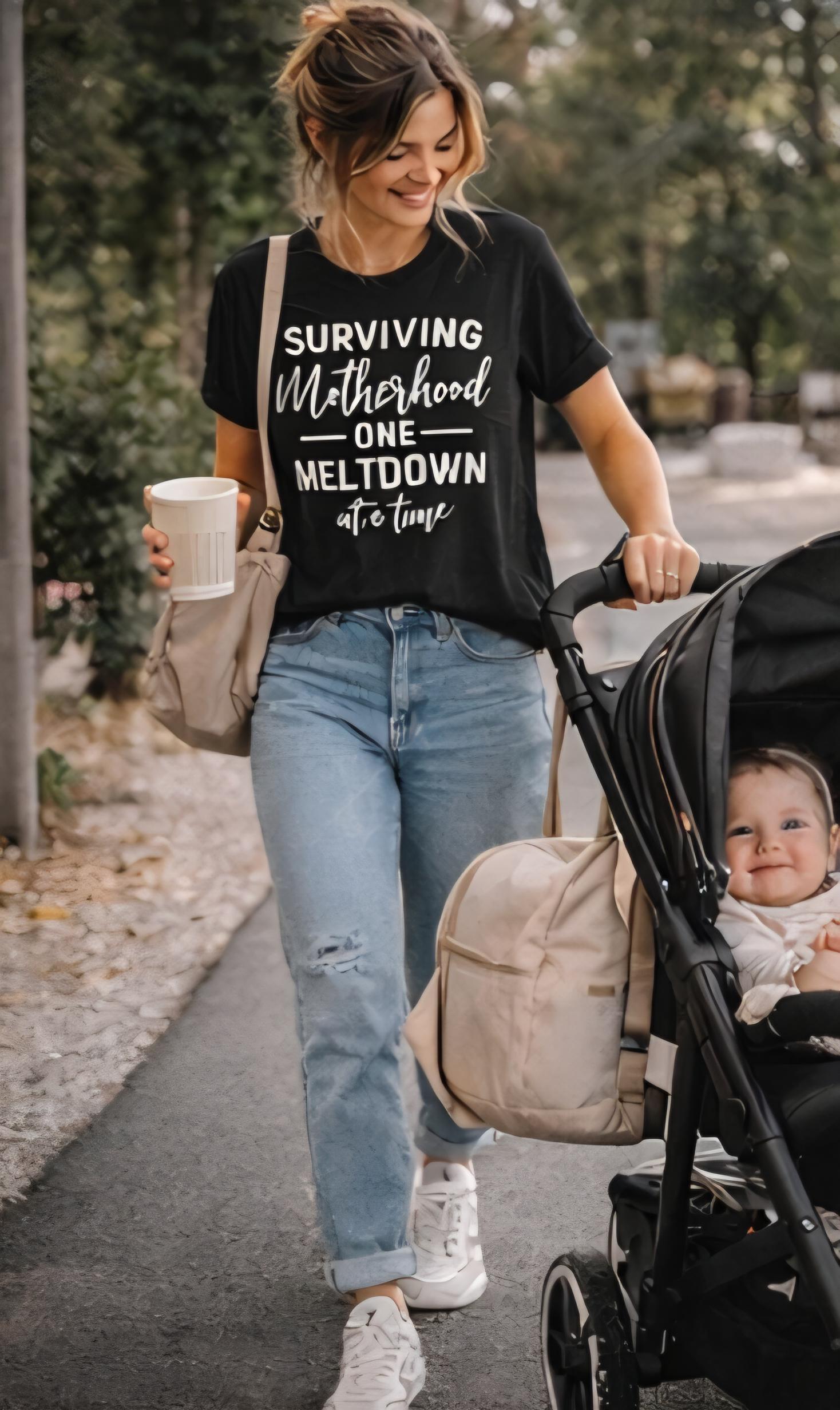 Surviving Motherhood T-Shirt | Funny Mom Shirt | Mom Life Tee | Tired Mom Gift | Motherhood Humor Shirt | Gift for Mom | Mama Shirt