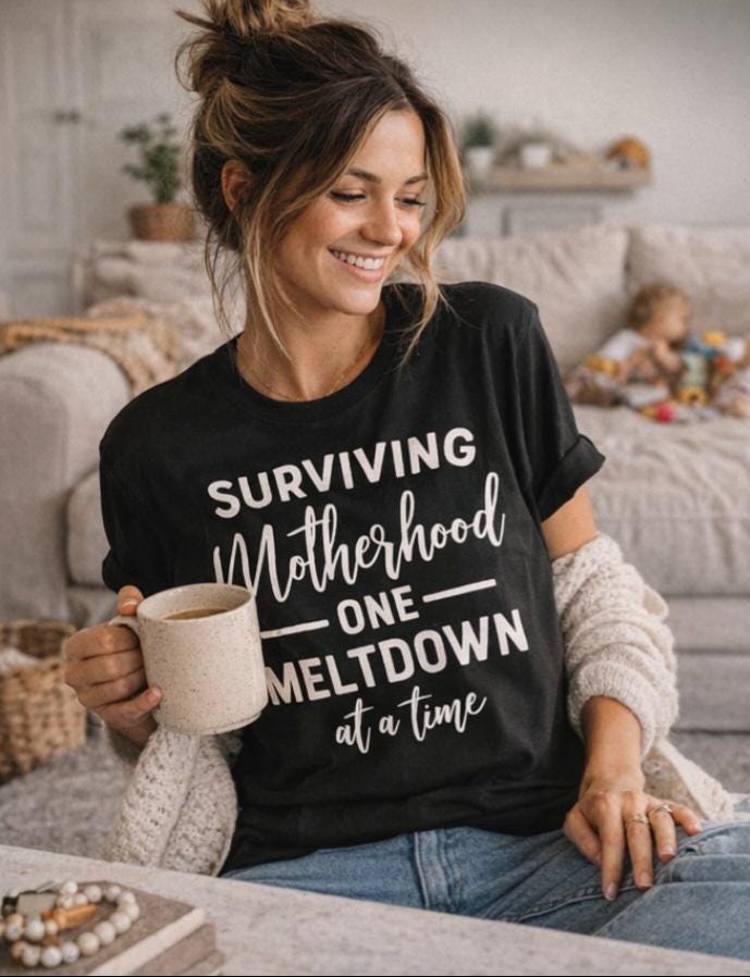 Surviving Motherhood T-Shirt | Funny Mom Shirt | Mom Life Tee | Tired Mom Gift | Motherhood Humor Shirt | Gift for Mom | Mama Shirt