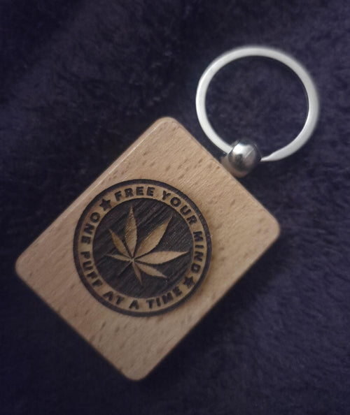 Cannabis Leaf Engraved Keychain | 420 Gift | Stoner Stocking Stuffer | Funny Weed Accessory | Small Gag Gift