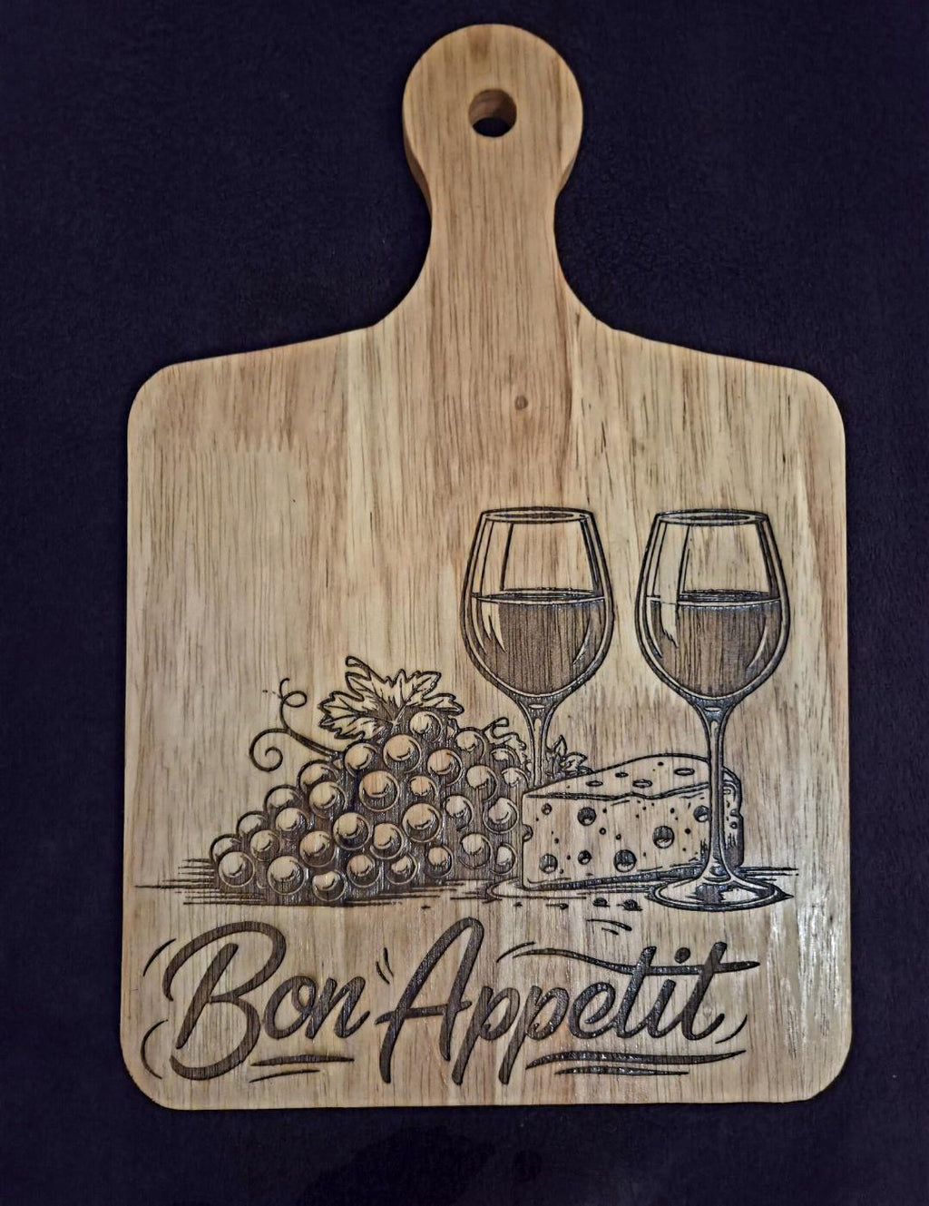 Personalized Engraved Wooden Charcuterie Board | Wine Country Scene Cutting Board