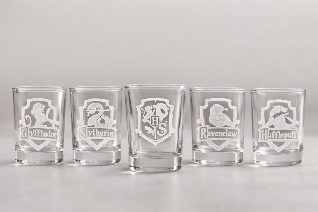 Wizard House Shot Glass Set | Laser Engraved Fantasy Barware, Collector Gift