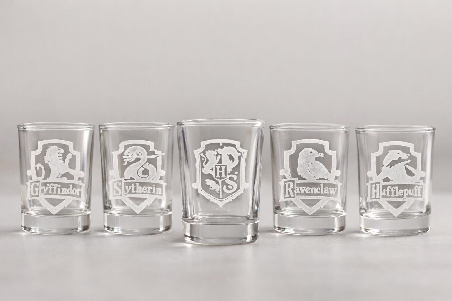 Wizard House Shot Glass Set | Laser Engraved Fantasy Barware, Collector Gift