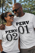 Funny Couple Shirts Perv 01 Perv 02 | Matching Couples Outfit | Naughty Couple Shirts | Adult Humor Shirts | Boyfriend Girlfriend Gift