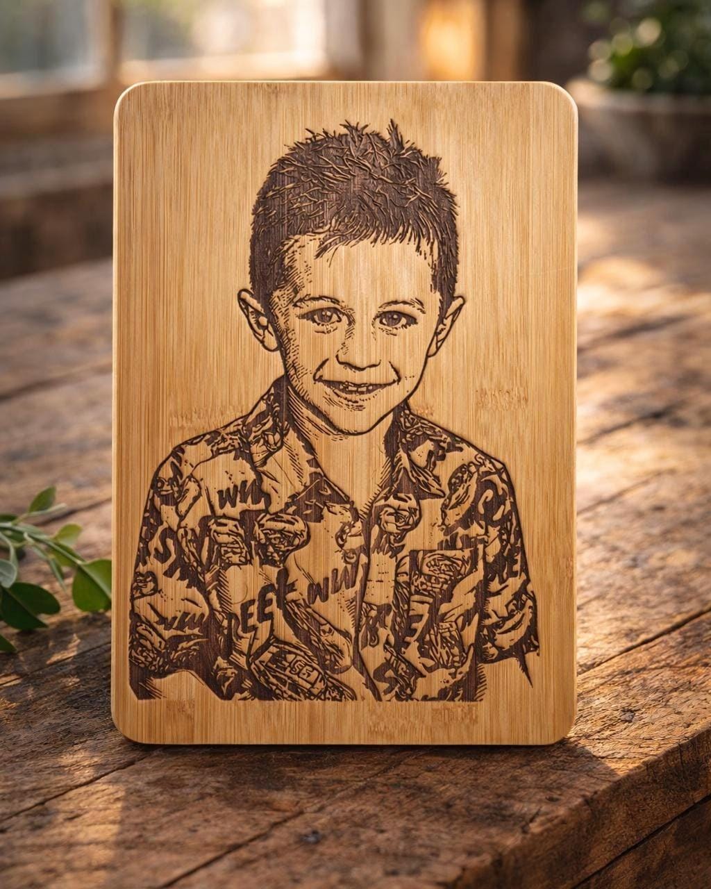 Custom Photo Engraved Cutting Board | Laser Etched Wooden Keepsake Home Decor