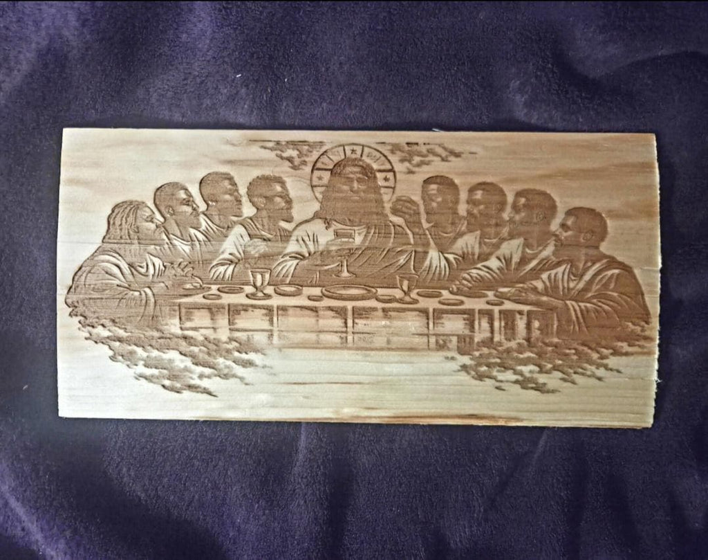 African American Last Supper Wood Panel Art. | Engraved Christian Home Decor