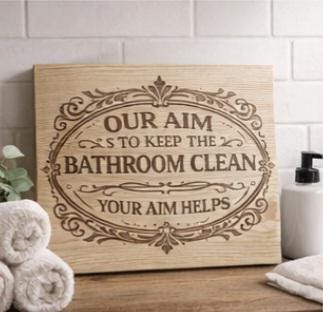 Engraved Wood Bathroom Sign | Rustic Farmhouse Humor Decor (8x10 Inches)