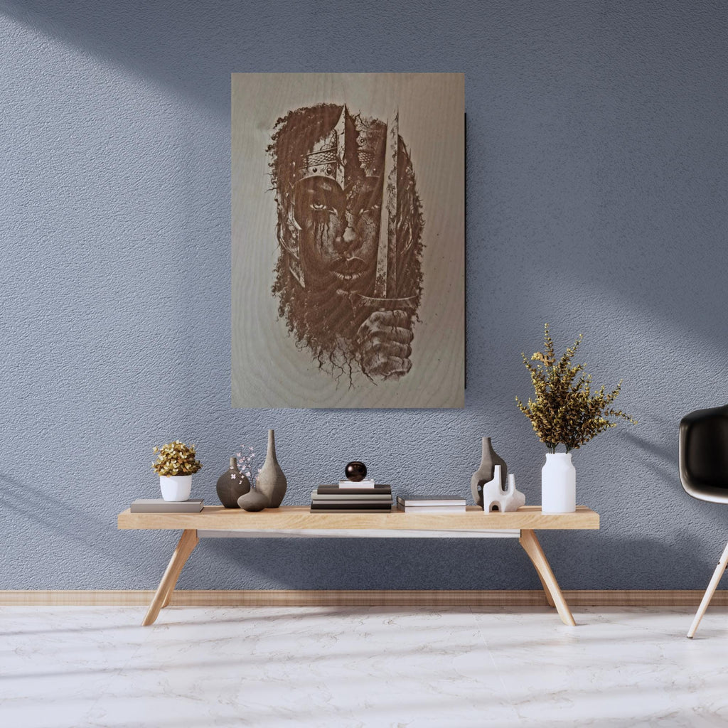Laser Engraved Wood Wall Art 16x12 | Handmade Statement Panel | African Inspired Decor | Unique Home Art | King Bee Graphix