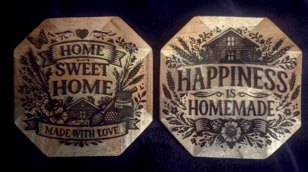 Rustic Wooden Trivet Set