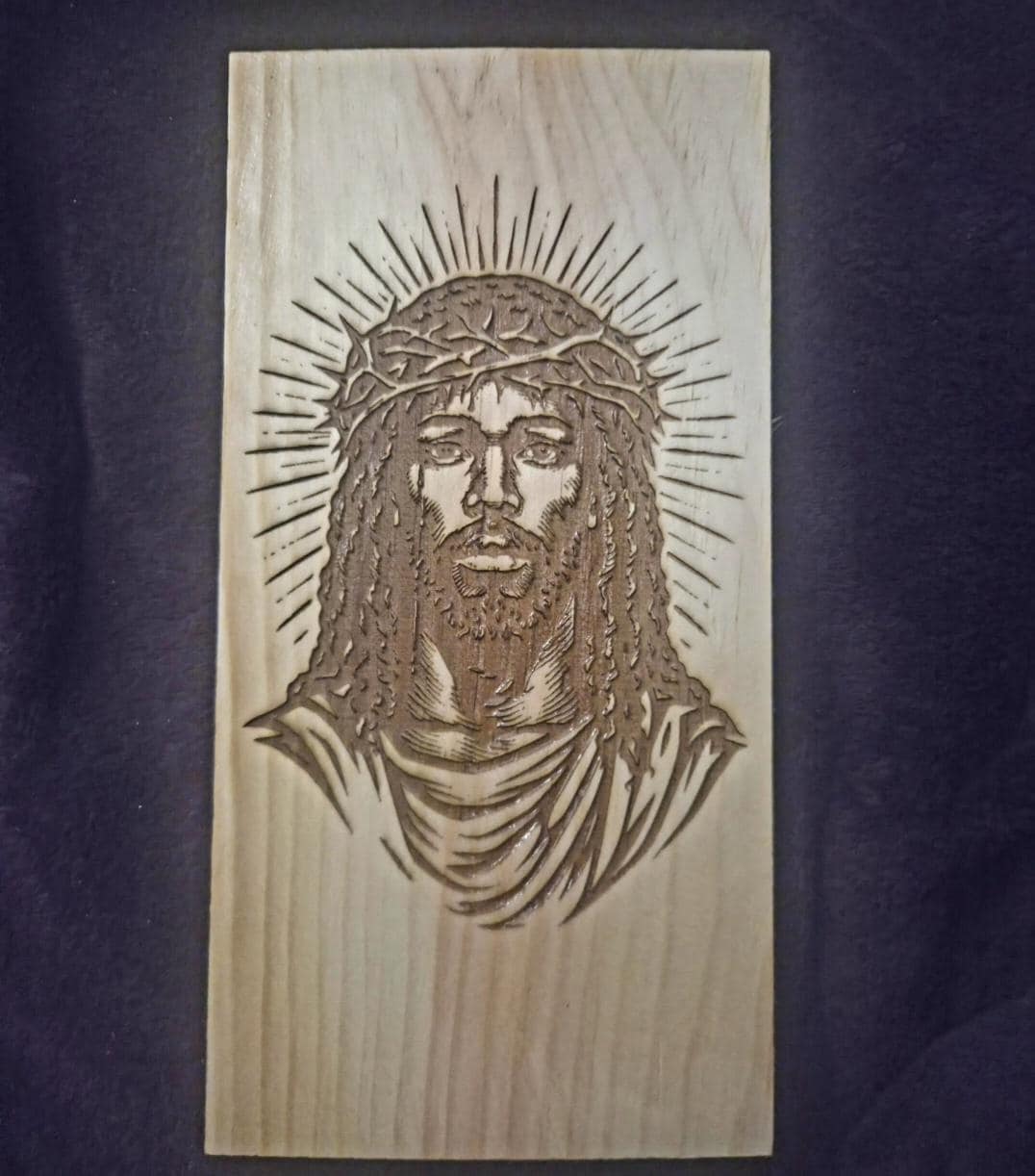 Engraved Jesus Christ Wood Block Decor | Faith Based Wall Art Sign
