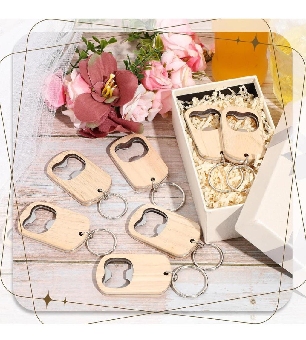 Personalized Wooden Bottle Opener Keychain | Custom Engraved Logo Gift
