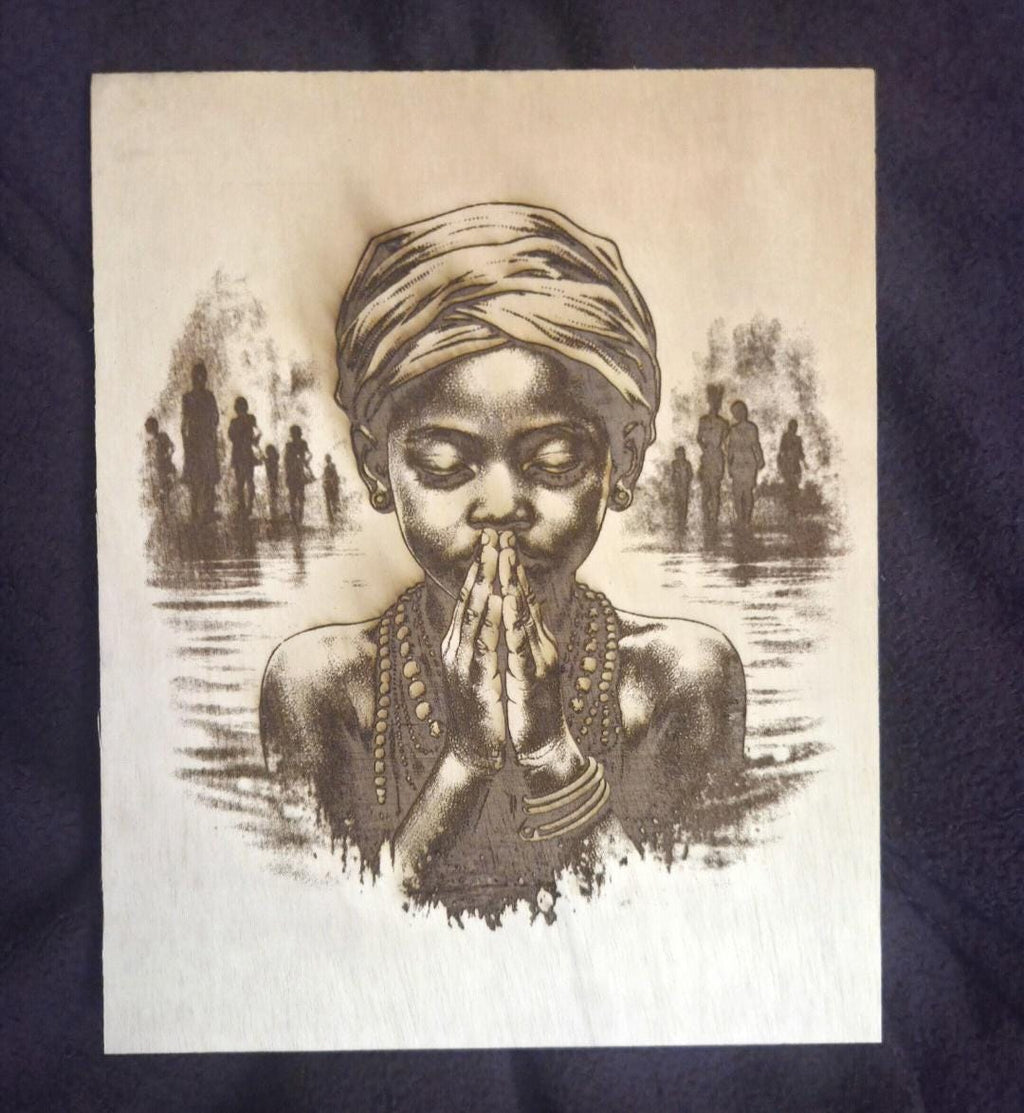 African Child Wood Wall Art Set (3 Panels) | Joy Pain Faith Series | 11x8 Laser Engraved Wood Art | Black Art Decor | Strength of the Anoint