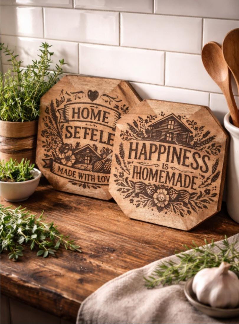 Rustic Wooden Trivet Set
