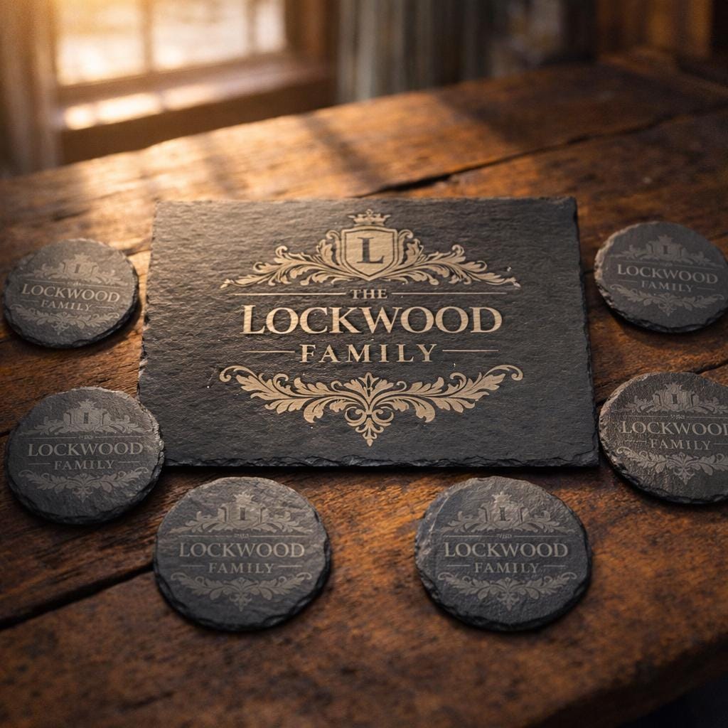 Engraved Slate Serving Board | Custom Family Name Gift, Rustic Kitchen Decor