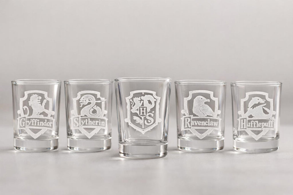 Wizard House Shot Glass Set | Laser Engraved Fantasy Barwa., Collector Gift