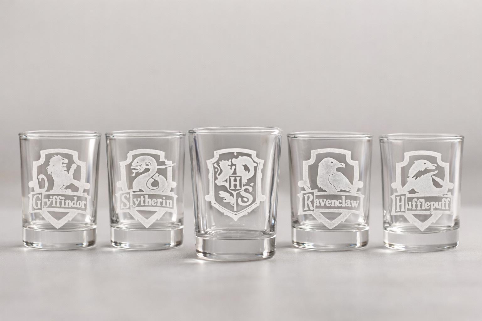 Wizard House Shot Glass Set | Laser Engraved Fantasy Barwa., Collector Gift