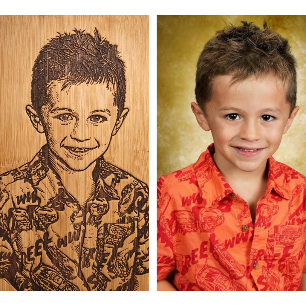 Custom Photo Engraved Cutting Board | Laser Etched Wooden Keepsake Home Decor