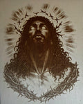 Black Jesus Wood Engraving | Crown of Thorns Faith Art (16x12")