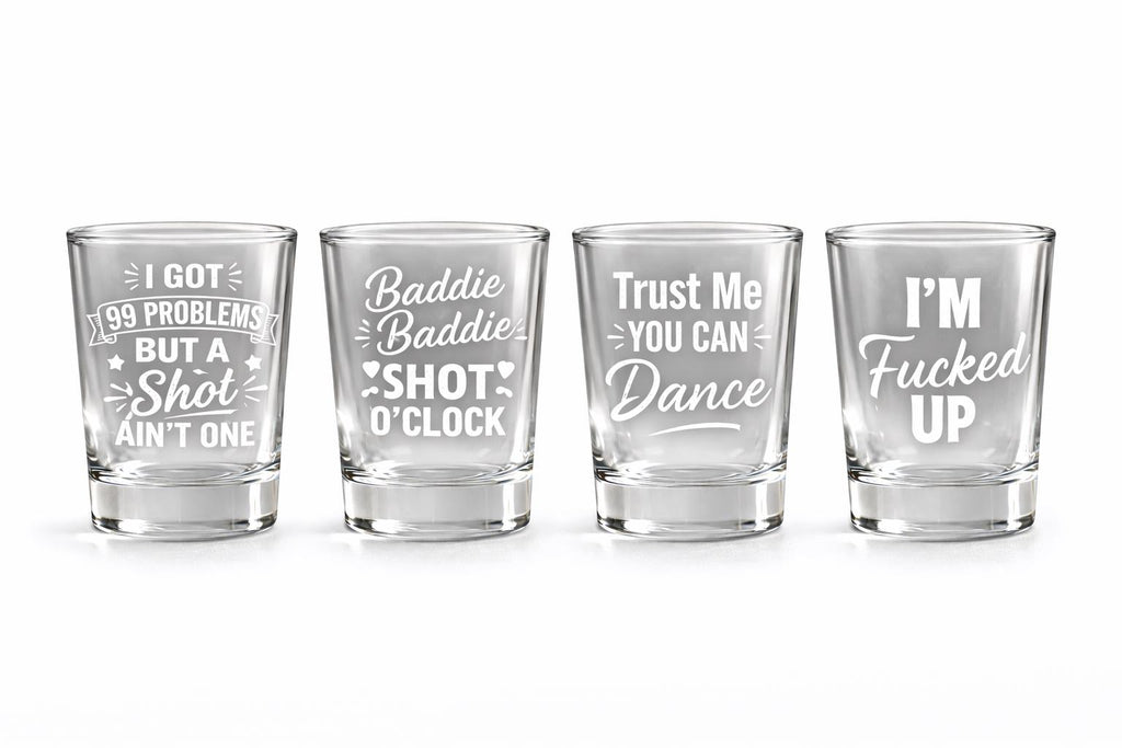 Engraved Funny Shot Glass Set – Adult Humor Barware, Party Gift