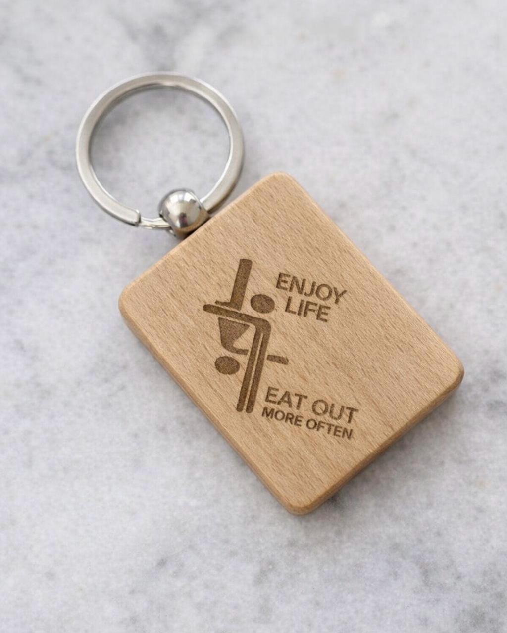 Custom Laser Engraved Wood Keychain | Personalized Logo Key Tag, Small Business Gift
