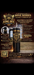20oz Skinny Tumbler with Handle | Gold Series Custom Engraved Gold Tumbler | Leak Proof Travel Mug | Personalized | King BEE TUMBLER
