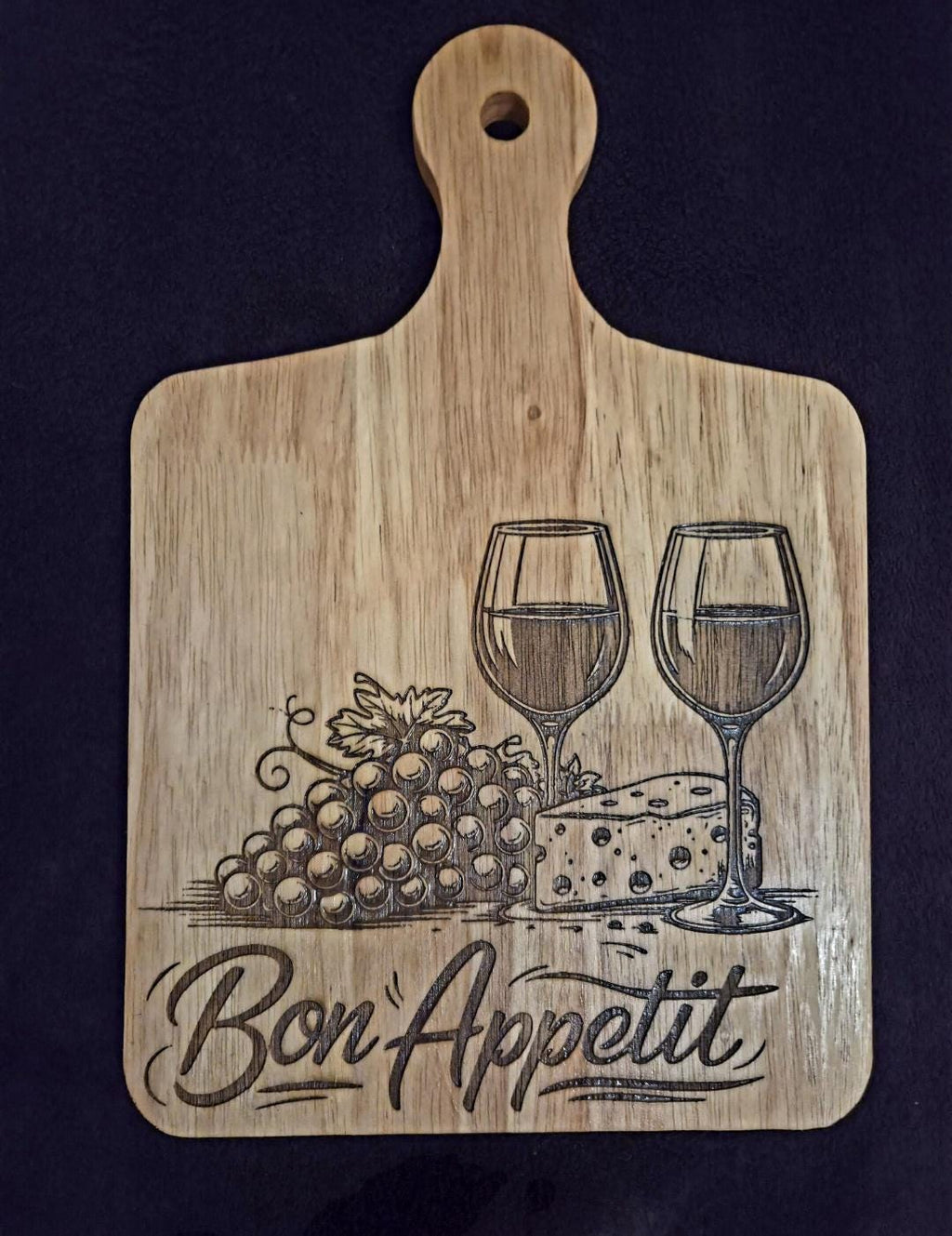 Custom Engraved Cutting Board | Wine Cheese Design Kitchen Decor.