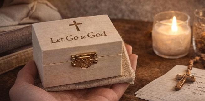 God Box – Prayer Box for Women & Men – Give It to God Box – Faith Gift – Christian Gift – Custom Engraved Wooden Box – Prayer Journal Box