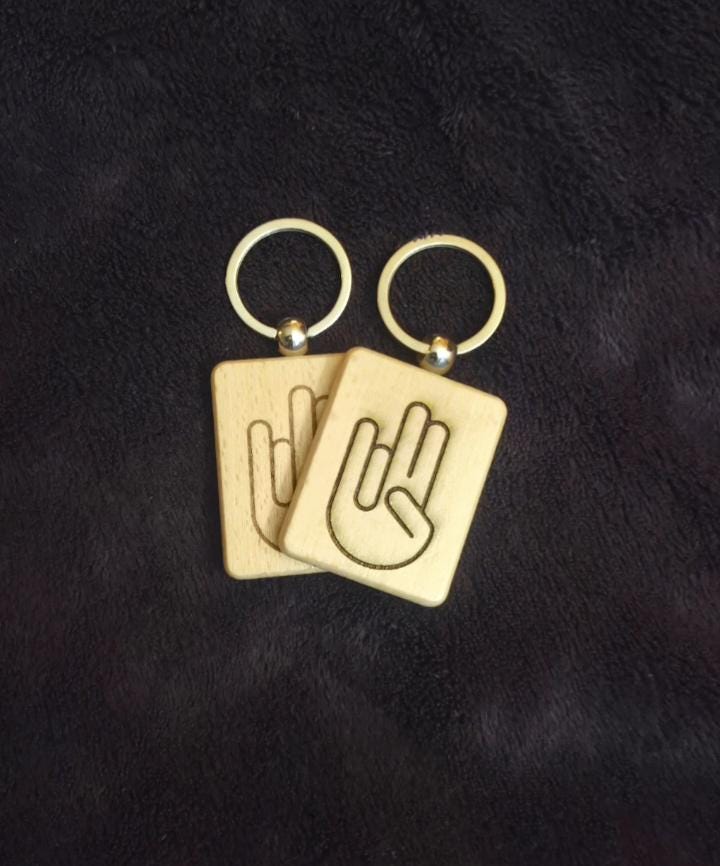 Engraved Wooden Hand Gesture Keychain | Adult Humor Gag Gift