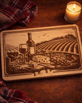 Personalized Engraved Wooden Charcuterie Board | Wine Country Scene Cutting Board