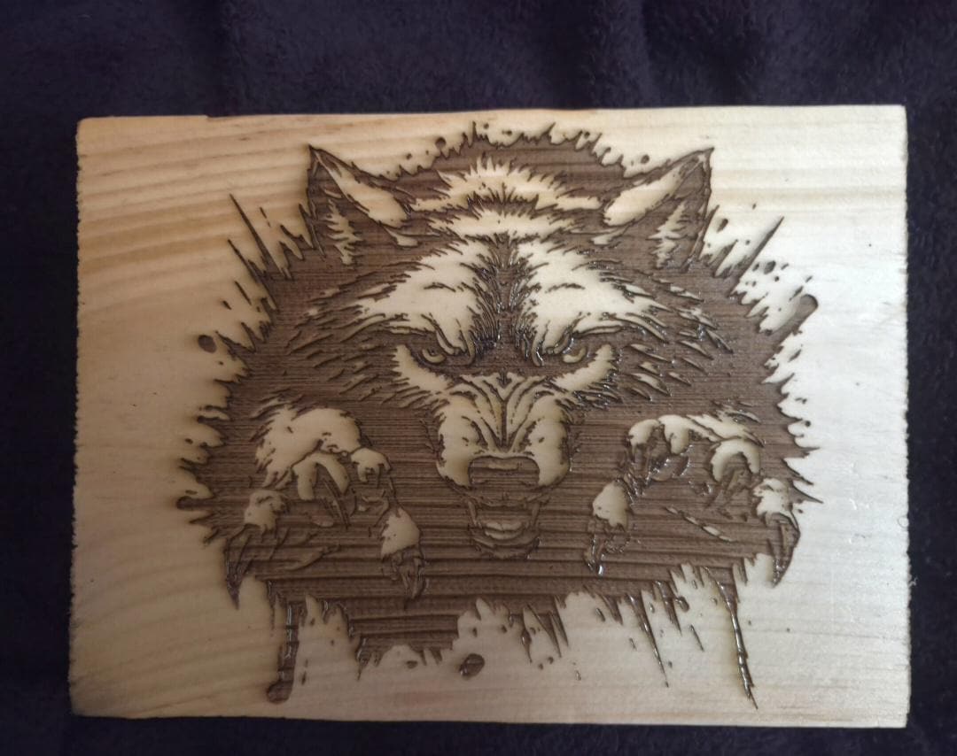 Laser Engraved Wolf Plaque | Rustic Solid Wood Wildlife Wall Art
