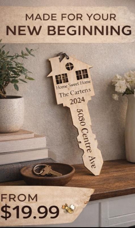 Personalized Wooden Key Sign | Custom New Home, Realtor Closing Gift
