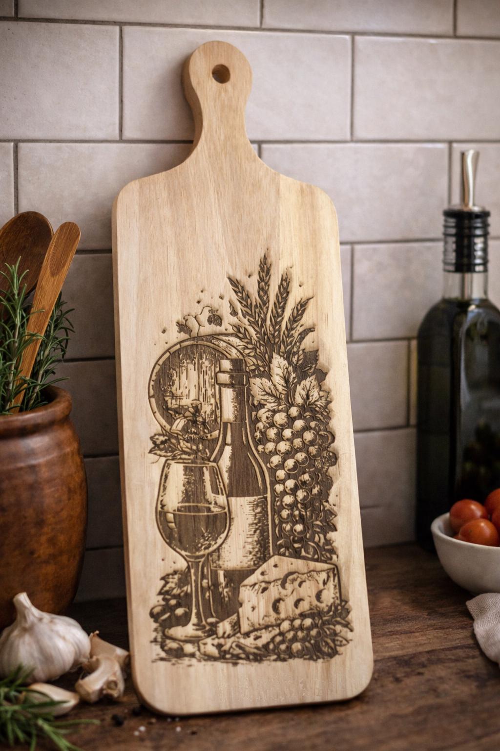 Engraved Wine & Cheese Serving Board Decor Gift for All Kitchen Decor Charcuterie
