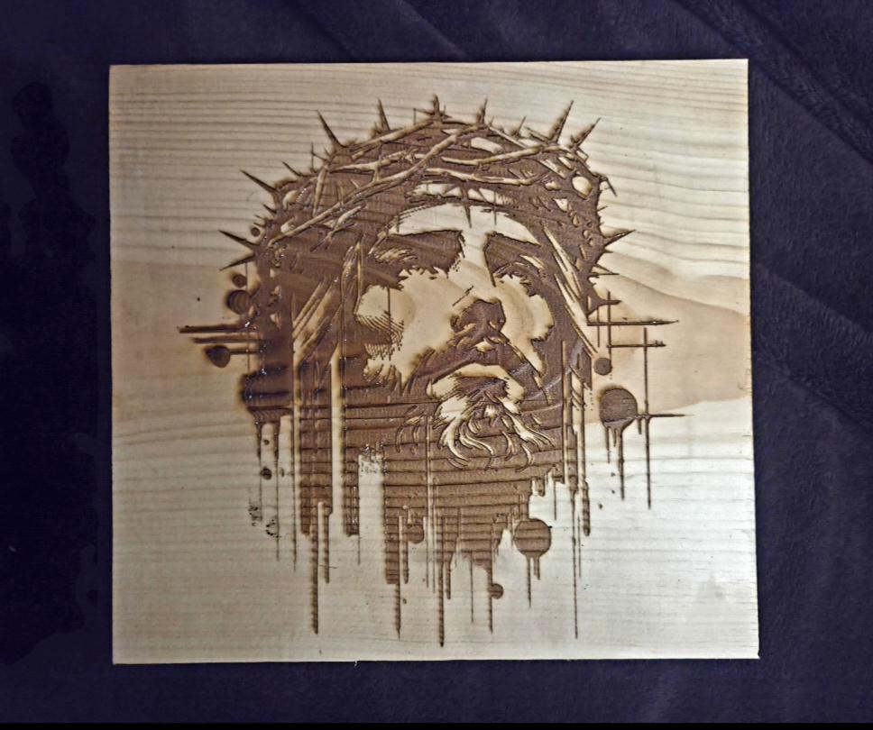10” Jesus Crown of Thorns Wood Engraving