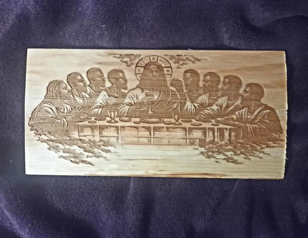 African American Last Supper Wood Panel Art | Engraved Christian Home Decor