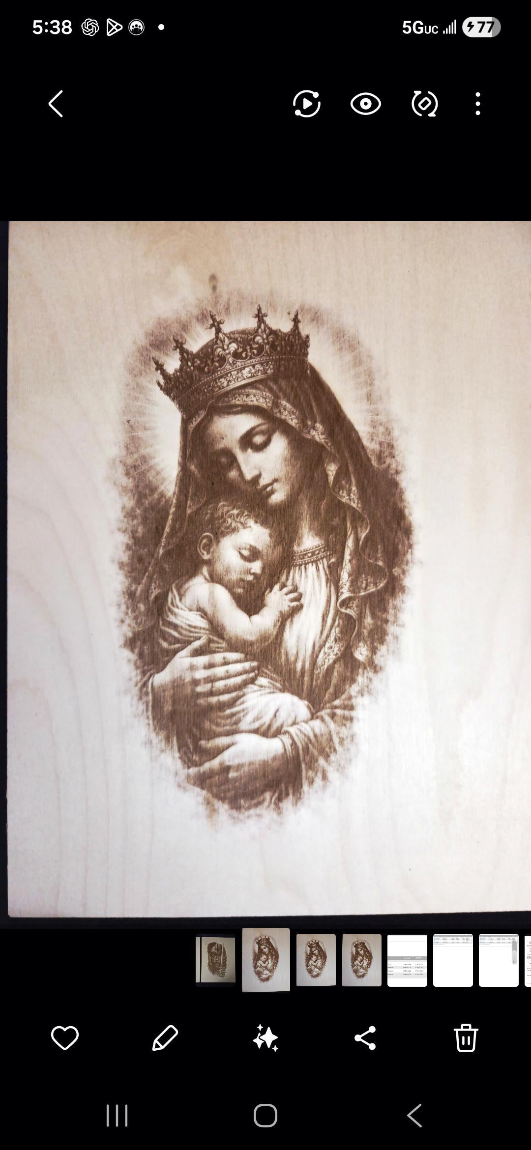 Mother Mary Baby Jesus Engraved Wood Panel | Christian Wall Art (16x12)
