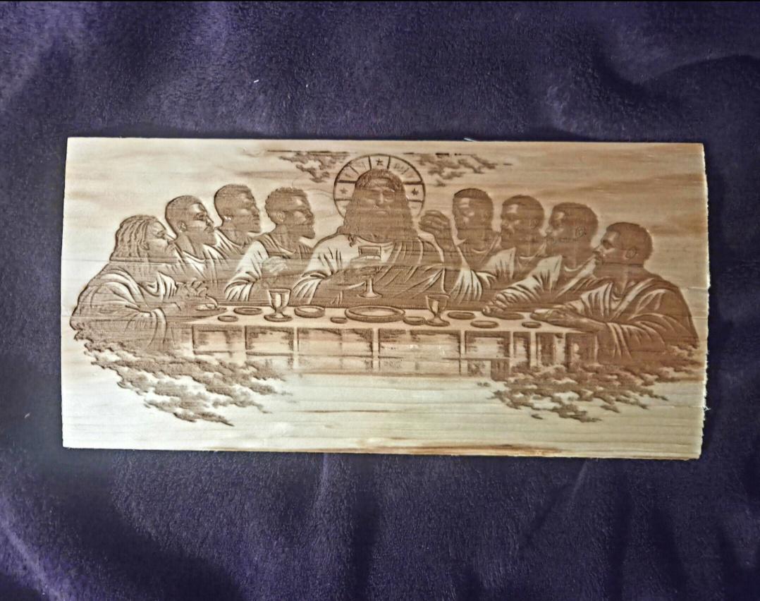 African American Last Supper Wood Panel Art | Engraved Christian Home Decor