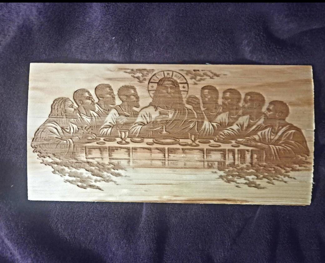 African American Last Supper Wood Panel Art | Engraved Christian Home Decor