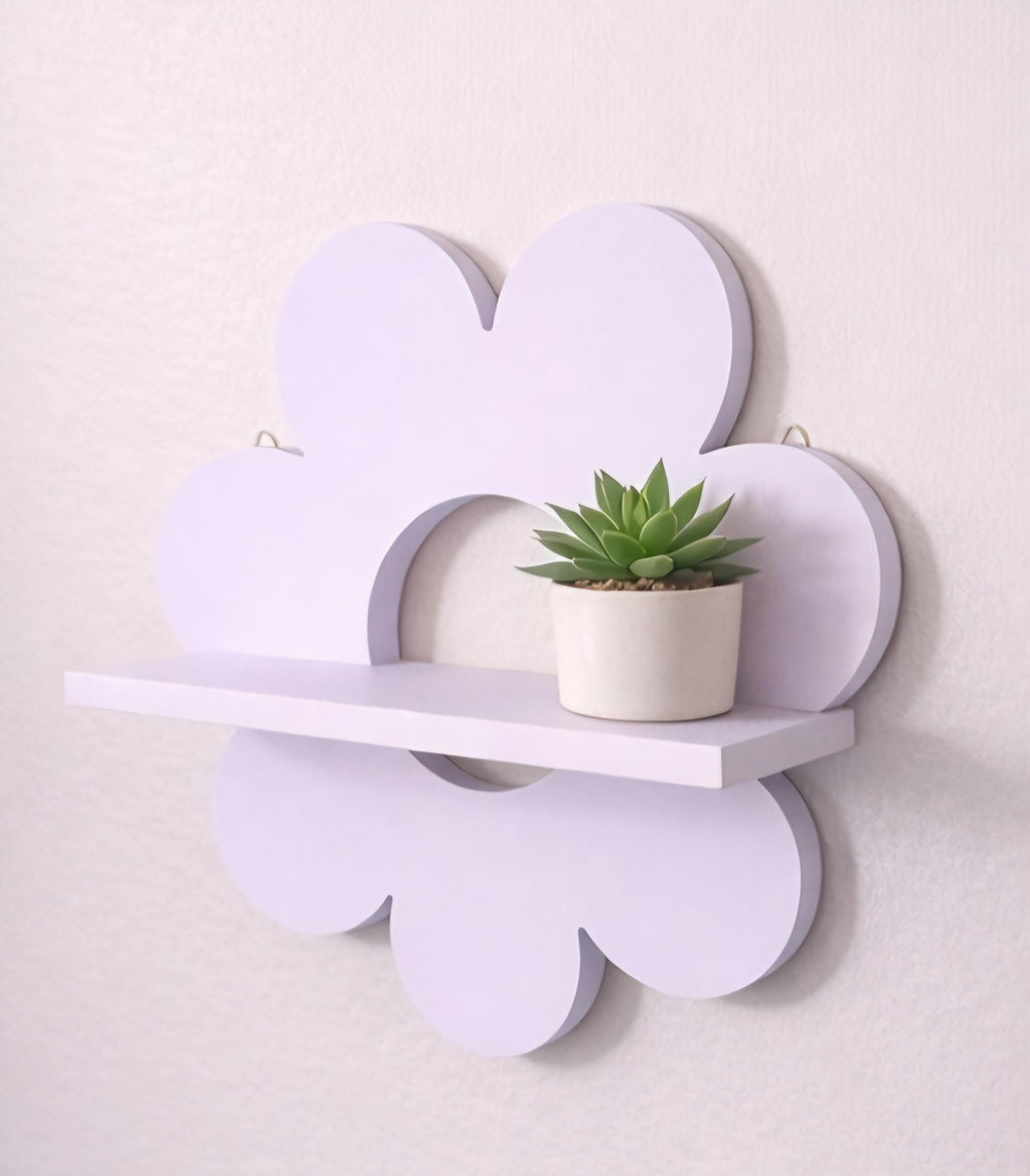 Purple Flower Shelf | 10x10 Decorative Floating Display | Boho Nursery Decor