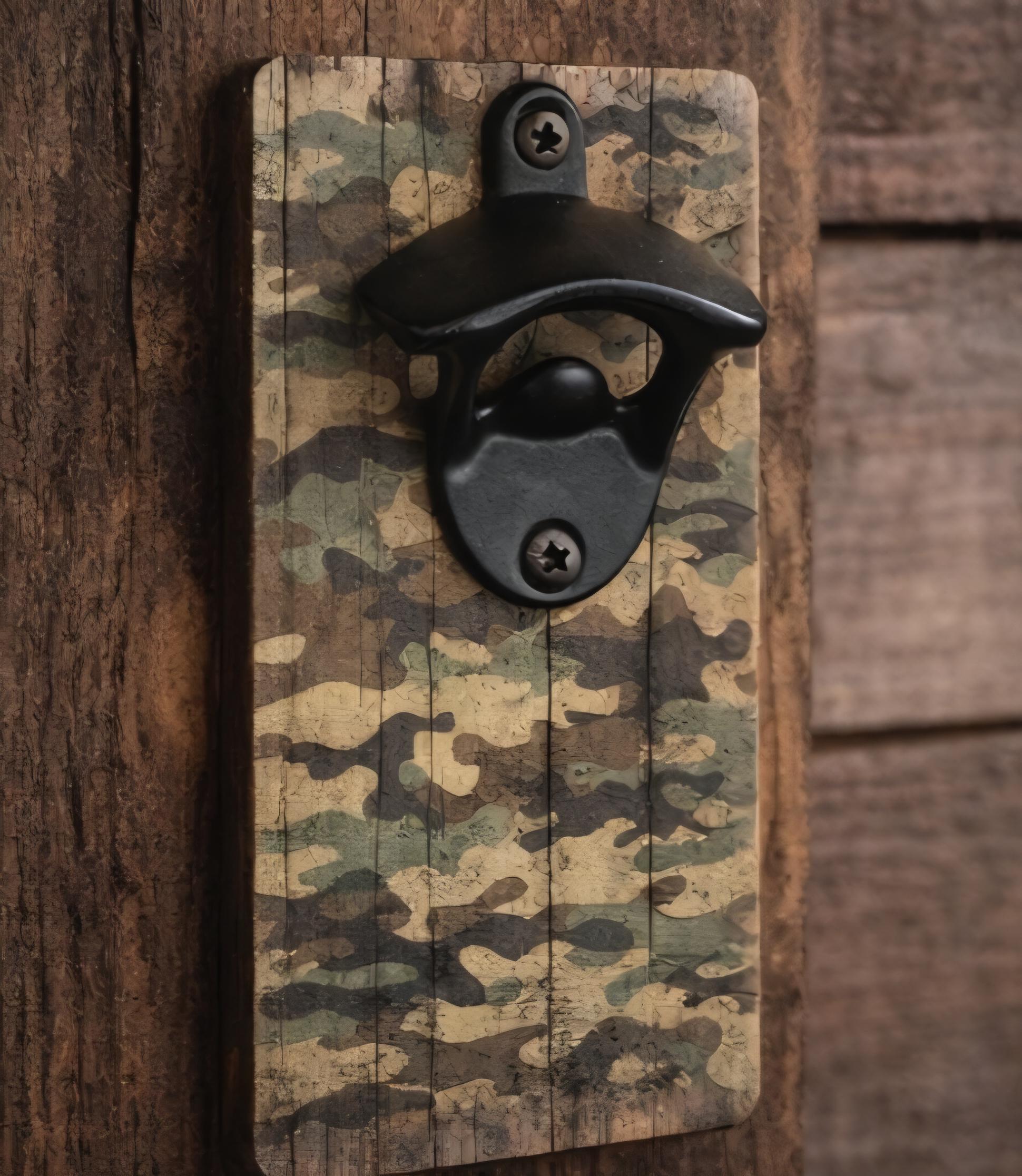 Wall Mounted Camo Bottle Opener | Rustic Beer Opener, Man Cave Decor (8" x 3.5")