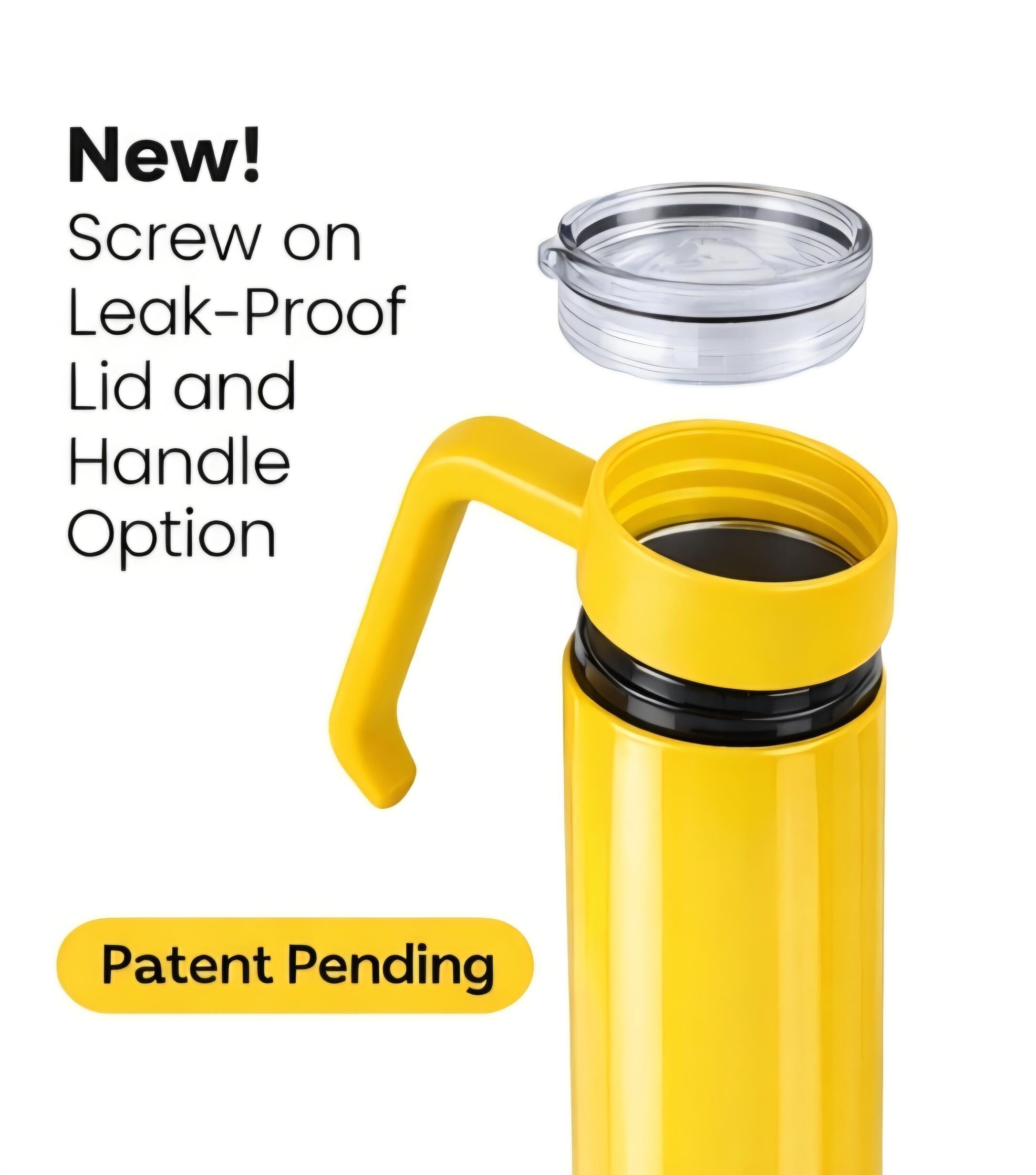Yellow 20oz Skinny Tumbler with Handle | Leak Proof Lid, Insulated Travel Cup